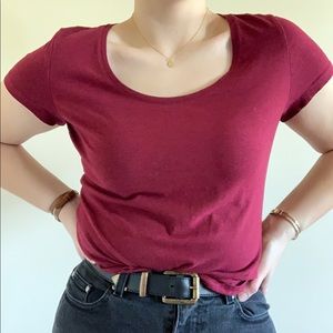 H&M Basic Scoop Neck Tee Burgundy Large